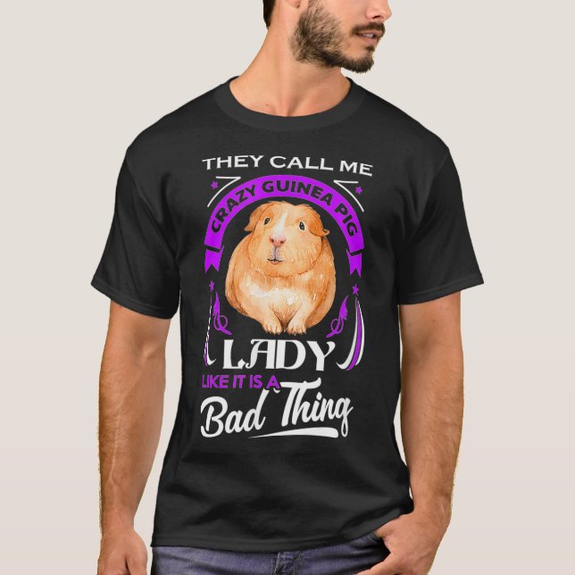 T-shirt Guinée Pig fou Guinée dame de porc (Devant)