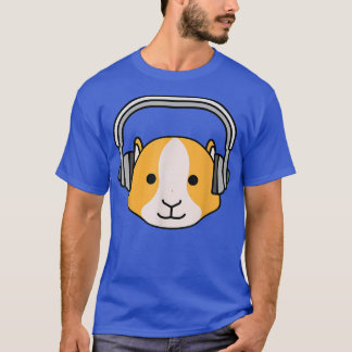 T-shirt Guinée Pig Musique Funny Hamster Casque DJ Cool