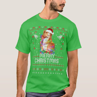 T-shirt Guinée Pig Santa Chapg Animal Noël Arbres Lumières