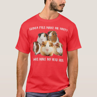 T-shirt Guinée Pigs Make Me Happy Humans Make My Head Hurt