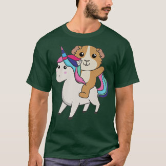 T-shirt Guinéen Cochon Sur Unicorne Arc En Ciel Cute Cocho
