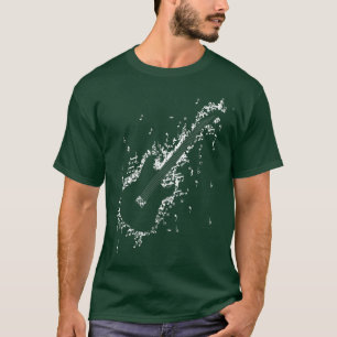 T-shirt Guitar Guitarist Player Rock Musician Music Notes 