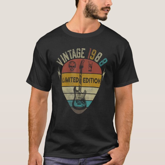 T-shirt Guitar Player 35th Birthday Best of 1988 (Devant)