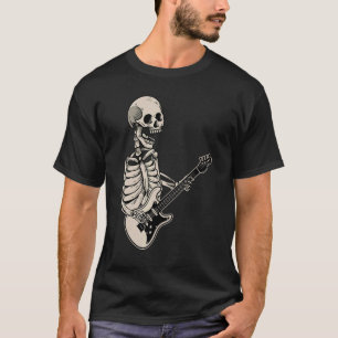 T-shirt Guitar Player Retro Skull Skeleton Guitarist Music