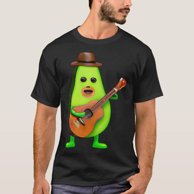 T-shirt Guitar Playing Avocado (Devant)
