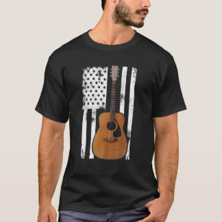 T-shirt Guitare 4 juillet cadeau Drapeau américain USA - P