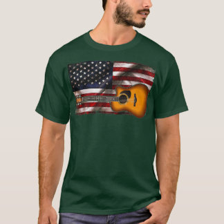 T-shirt Guitare 4 juillet cadeaux Drapeau américain USAC P