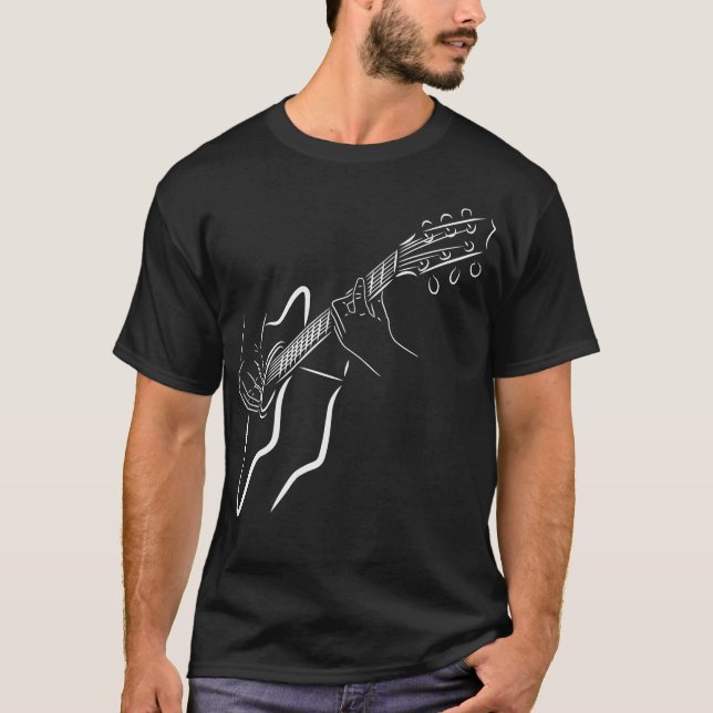 T-shirt Guitare Acoustique Classique. Pays guitariste Oues (Devant)