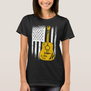 T-shirt Guitare acoustique drapeau américain