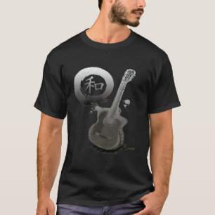 T-shirt Guitare acoustique et cercle zen japonais