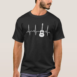 T-shirt Guitare acoustique Heartbeat Chemise Guitare Music