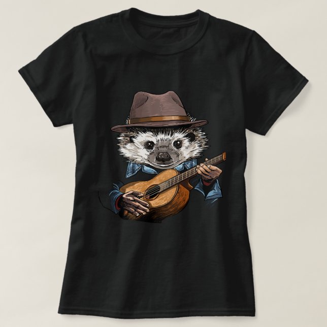 T-shirt Guitare acoustique Hippopotame Guitare Joueur Safa (Design devant)