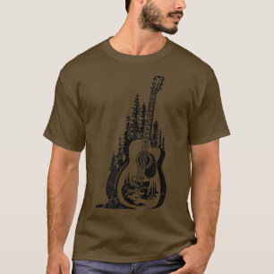T-shirt Guitare Acoustique Mountain Rive Guitare Joueur Na