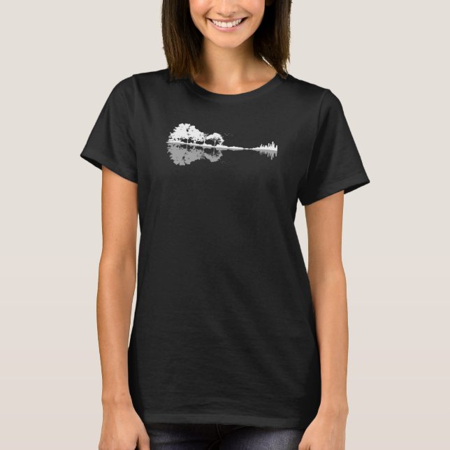 T-shirt Guitare acoustique Nature Forêt Musique Basse Guit (Devant)