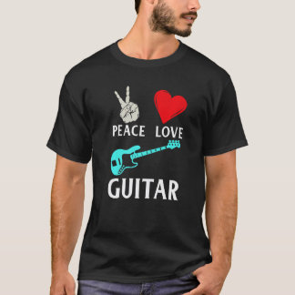T-shirt Guitare Amour Paix  Guitaristes Musique Instrument