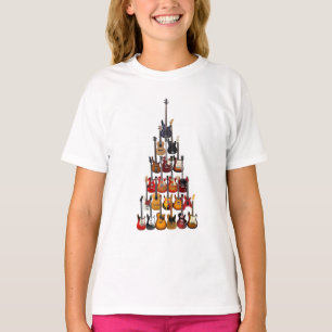 T-shirt Guitare Arbre de Noël Musique Rock Light