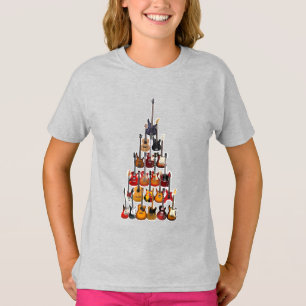 T-shirt Guitare Arbre de Noël Musique Rock Light