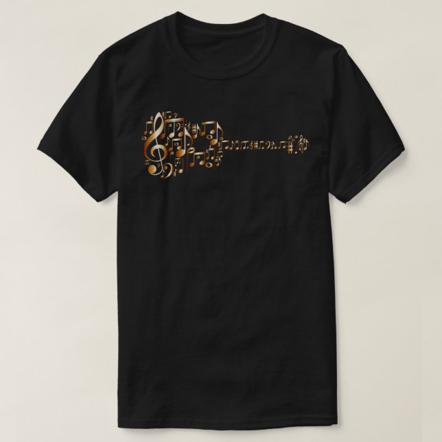 T-shirt Guitare Art Acoustique Guitare En Cuivre Métalliqu (Design devant)