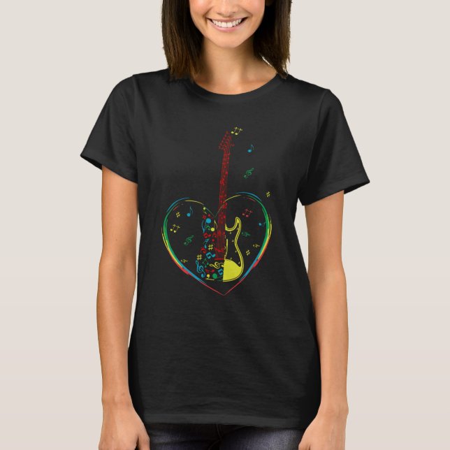 T-shirt Guitare avec symboles et notes musicales Amateurs  (Devant)