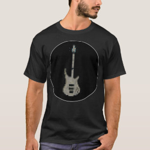 T-shirt Guitare basse blanche K5 en pixel carrelé dans un 