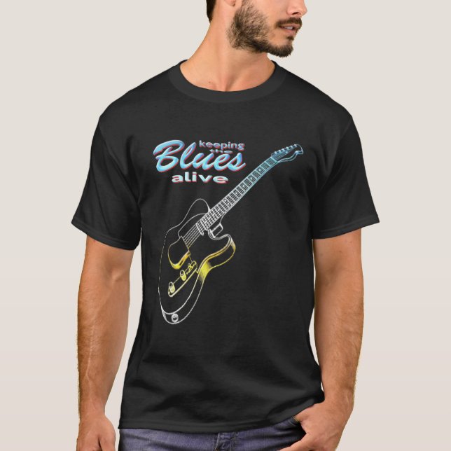 T-shirt Guitare Blues Garder Le Blues En Vie (Devant)