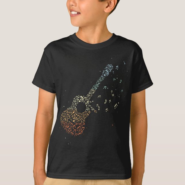 T-shirt Guitare Cadeaux Hommes Notes musicales Musicien gu (Devant)
