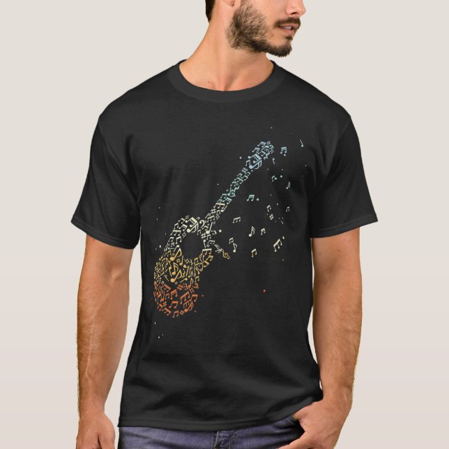 T-shirt Guitare Cadeaux Hommes Notes musicales Musicien gu (Devant)