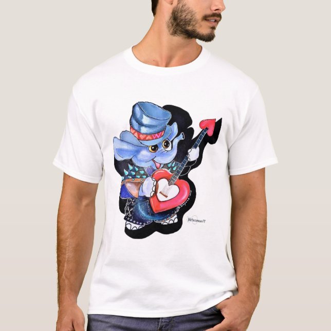 T-shirt Guitare cardiaque métalphant Adulte (couleurs clai (Devant)