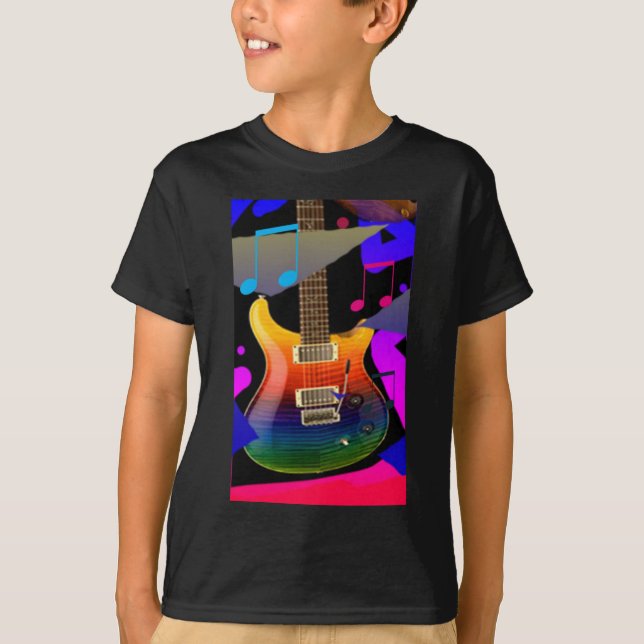 T-shirt Guitare colorée - roche dessus ! (Devant)