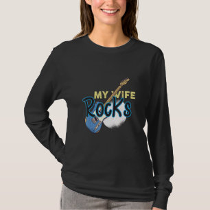 T-shirt Guitare cool avec le texte Ma femme déchire. Super