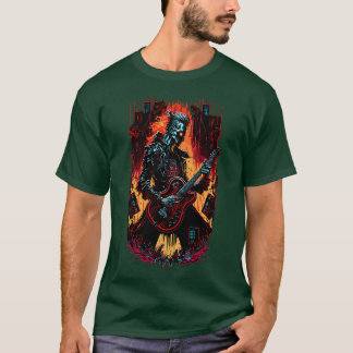 T-shirt Guitare Cyberpunk Cadeau Guitariste Rock Concert F