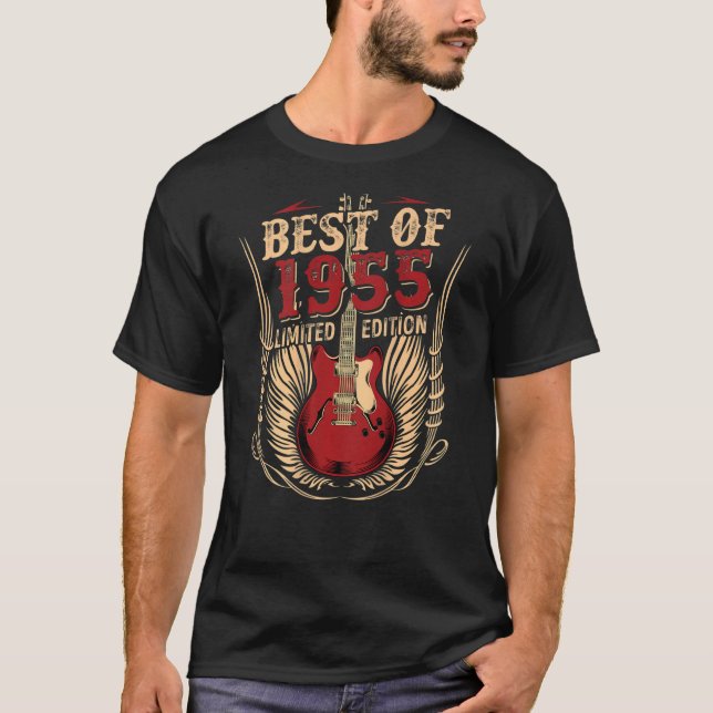 T-shirt Guitare D'Anniversaire De 67 Ans Meilleur De 1955 (Devant)