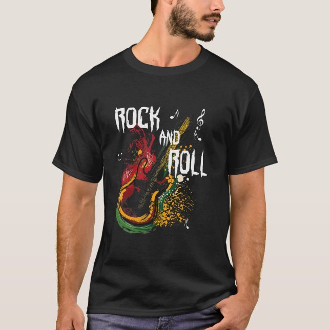 T-shirt Guitare de rock rock rock rock des années 80 Vinta (Devant)