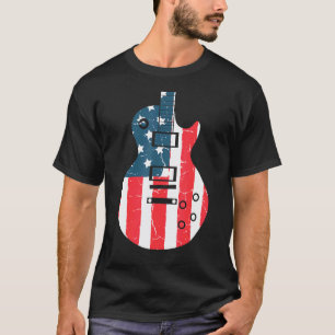 T-shirt Guitare Drapeau Américain Guitare Patriotique Joue
