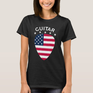 T-shirt Guitare Drapeau américain Médium Guitariste Joueur