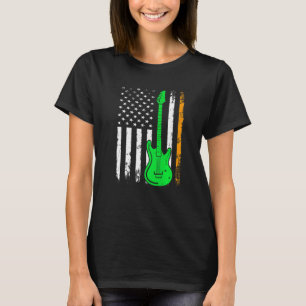T-shirt Guitare drapeau irlandais américain St Patrick's D