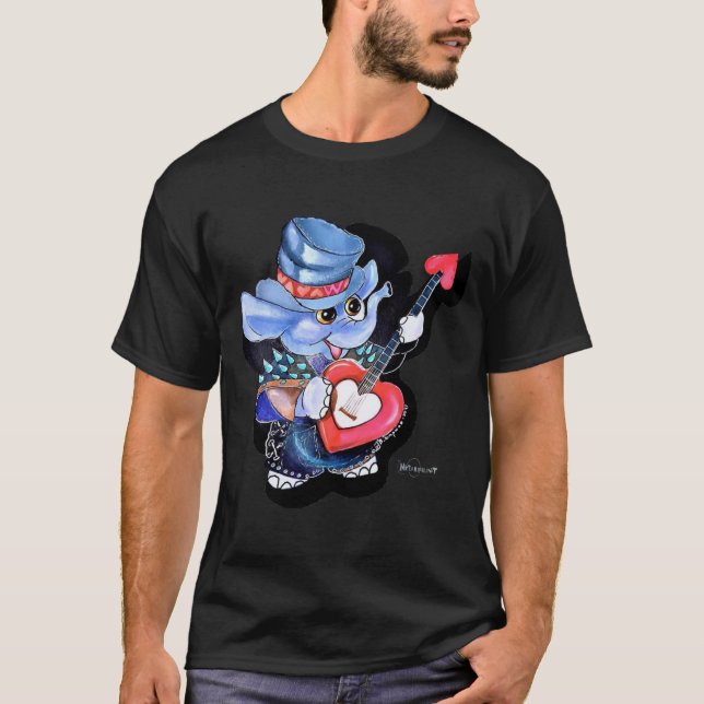 T-shirt Guitare du coeur du métalphant Adulte (couleurs so (Devant)
