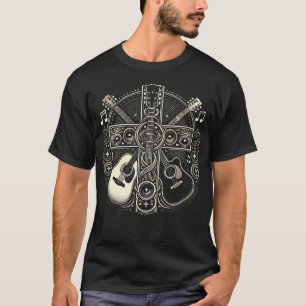 T-shirt Guitare électrique acoustique croix chrétienne Die