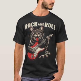 T-shirt Guitare Électrique Chat Rock And Roll Rocker Chato