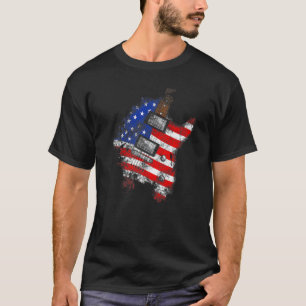 T-shirt Guitare électrique drapeau américain Fête de l'ind
