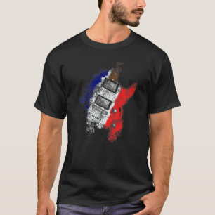 T-shirt Guitare électrique Drapeau français de la fête de 