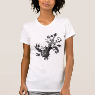 T-shirt Guitare Électrique, Fils Et feuilles Abstraits