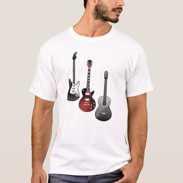 T-shirt guitare électrique, guitare acoustique (Devant)
