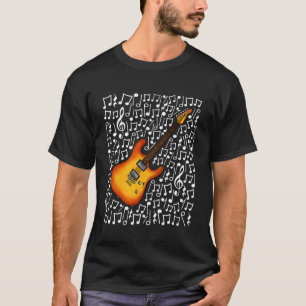 T-shirt Guitare Électrique Notes De Musique Guitariste Mus