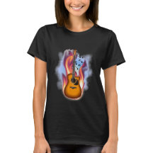 T-shirt Guitare flamande et notes musicales