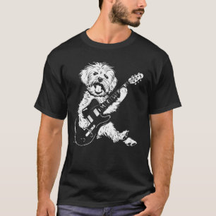 T-shirt Guitare guitariste de chien - Maltipoo Papa maman
