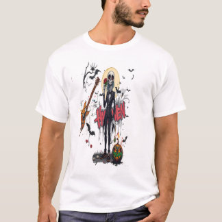 T-shirt guitare halloween graffiti art anime cool famille