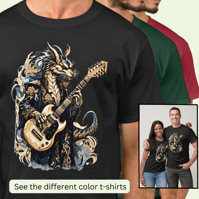 T-shirt Guitare Jouer Brown Dragon Bleu (Créateur téléchargé)