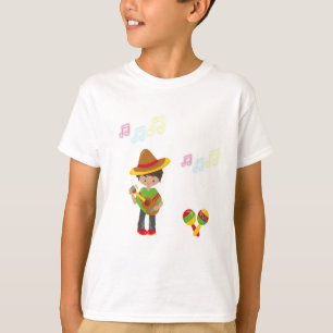 T-shirt Guitare Jouer Hombre avec Maracas Notes musicales