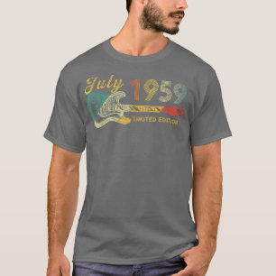 T-shirt Guitare Lover 63 ans Cadeaux Juillet 1959 Limited